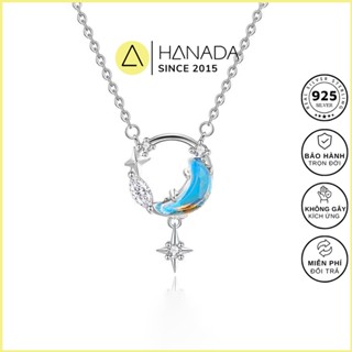 Dây Chuyền BẠC 925 (Bảo Hành Trọn Đời) Dream Galaxy Vòng Cổ Mặt Trăng Đá Xanh Nữ Sang Trọng HANADA 1118 I7