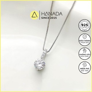 Dây Chuyền Bạc 925 Hanada Tròn Một Đá Vòng Cổ Bạc Đi Tiệc Sang Trọng 0982 K10