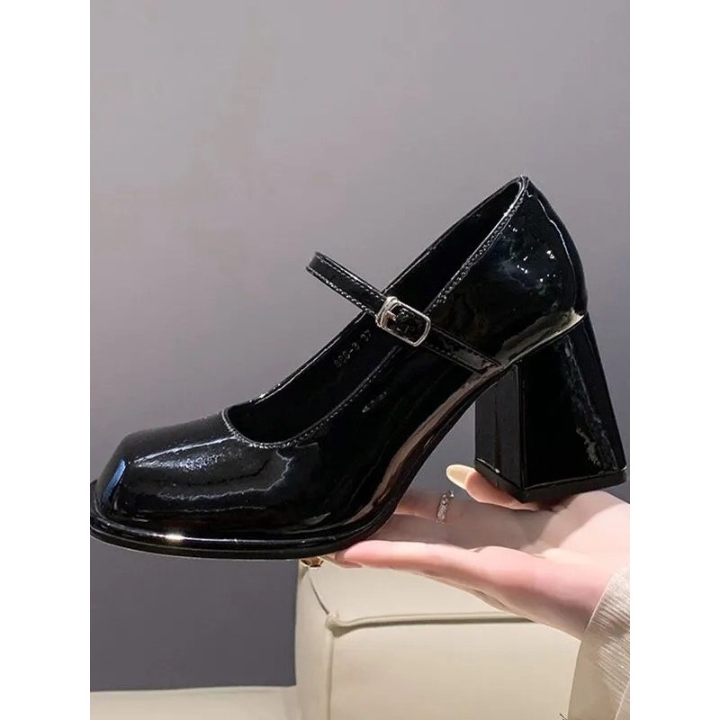 Shop YSLYSL535 có giá tốt hơn - S010 Giày Mary Jane Nhật Bản 9cm mũi vuông cao gót phong cách Retro