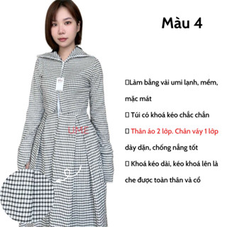 Áo chống nắng toàn thân, váy chống nắng toàn thân hàng thiết kế vải umi mềm 2 lớp mẫu 4