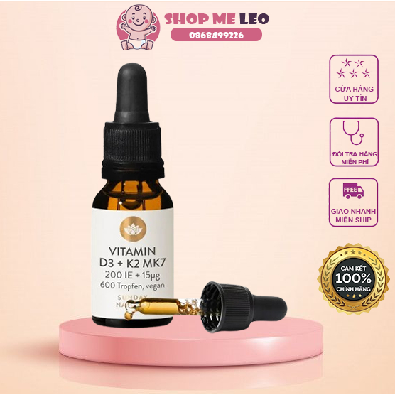 Vitamin D3K2 MK7 Sunday Natural 20ml Đức