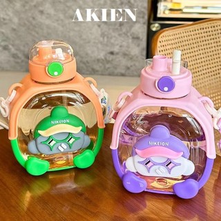 Bình nước chú hề dung tích 1000ml có dây đeo ống hút silicon