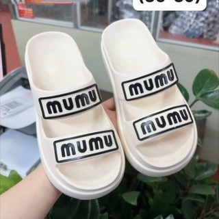 Dép bánh mì 2 quai đế cao 5cm mu mu mu