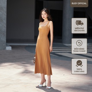 Váy Ba Lỗ Cổ U Xoè Nữ BUSY Thun Gân Co Giãn Ôm Sát VCU3