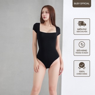 Áo Ngắn Tay Cổ Vuông Bodysuit Nữ Busy 2 Lớp Rayon Co Giãn Ôm Sát NT14B
