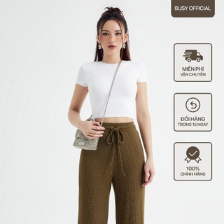 Áo Ngắn Tay Croptop Nữ BUSY Thun Rayon 2 Lớp Co Giãn Ôm Sát NTC