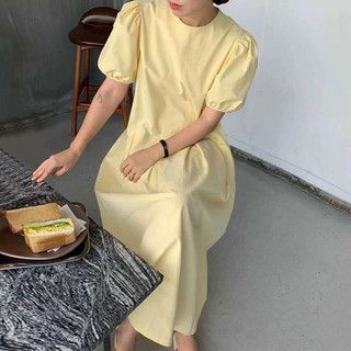 VÁY XOÈ MIDI TAY BỒNG XUÂN HÈ BASIC HÀN QUỐC