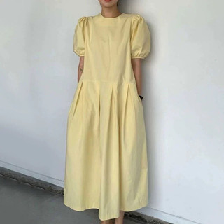VÁY XOÈ MIDI TAY BỒNG XUÂN HÈ BASIC HÀN QUỐC
