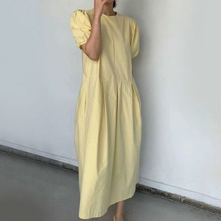 VÁY XOÈ MIDI TAY BỒNG XUÂN HÈ BASIC HÀN QUỐC