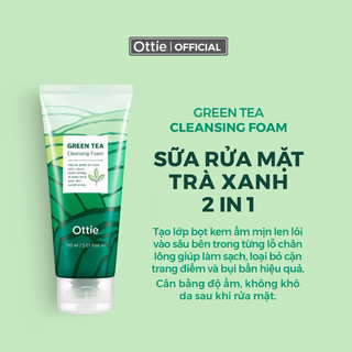 Sữa rửa mặt trà xanh ottie green tea cleansing foam 150ml