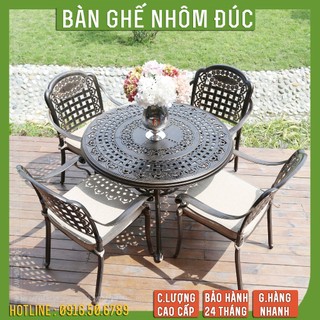 Bộ bàn tròn nhôm đúc nhập khẩu - Bàn ghế sân vườn cao cấp - Bộ bàn ghế ngoài trời bảo hành trọn đời không rỉ