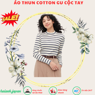Áo thun tăm cổ lọ 3 phân nữ Uniqlo tag Nhật