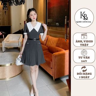 Đầm Xếp Ly Cổ V KALOE Kèm Đai Bụng Sang Trọng KS01