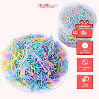 Dây chun cột tóc cho bé cỡ trung set 800 sợi nhiều màu sắc siêu dai - rubykids79