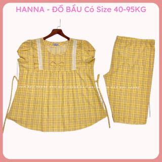 Đồ bầu mặc ở nhà BIG SIZE HANNA có size từ 40kg tới 85kg có lưng thun điều chỉnh vải lụa cao cấp thoáng mát không nhăn