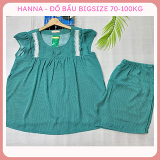 Đồ bầu mặc ở nhà BIGSIZE HANNA FREE size từ 70kg tới 100kg quần đùi có lưng thun điều chỉnh vải lụa mango mát không nhăn