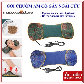 Gối chườm ấm cổ gáy ngải cứu, gối ngải cứu cắm điện làm nóng cổ giúp giảm đau vai gáy, gối kê cổ thảo dược