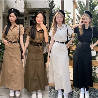 Set áo sơ mi ngắn tay chất thô túi ngực kèm chân váy dáng bút chì cực xinh SET122 CHANGSTORE