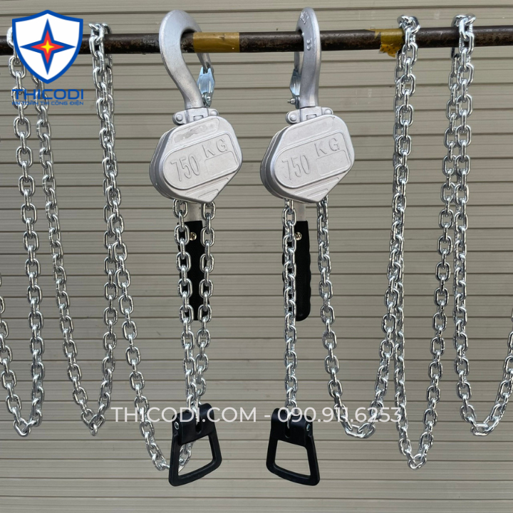 Pa lăng xích lắc tay 0.75 Tấn 750kg xích dài 3M 3 Mét