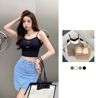 Áo Bra Nữ Dáng Croptop Phối Dây Thời Trang, Áo 2 Dây Cup Ngực Chất Su Lạnh Đi Du Lịch Đi Chơi 2024