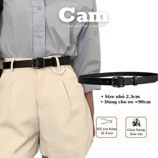 Thắt lưng da nữ nam unisex mặt vuông đen 2.3cm dày dặn ulzzang - dây nịt da nam nữ da mặt vuông  thời trang Hàn Quốc