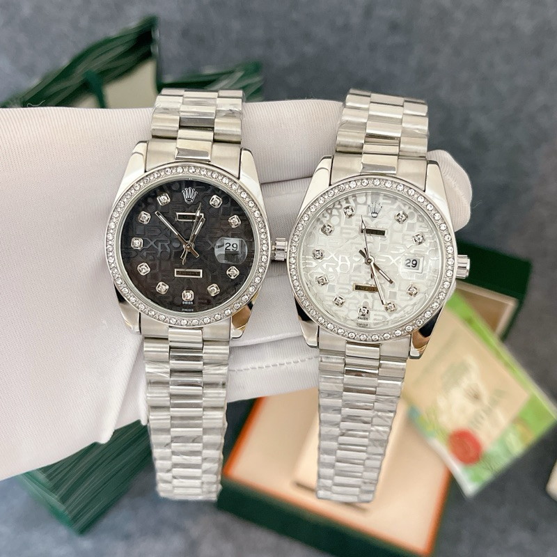 Đồng Hồ Nam Rolex Viền Đính Đá, Size Mặt 36mm, Máy Pin, Kính Khoáng, Dây Nguyên Khối, Bảo Hành Máy 12 Tháng
