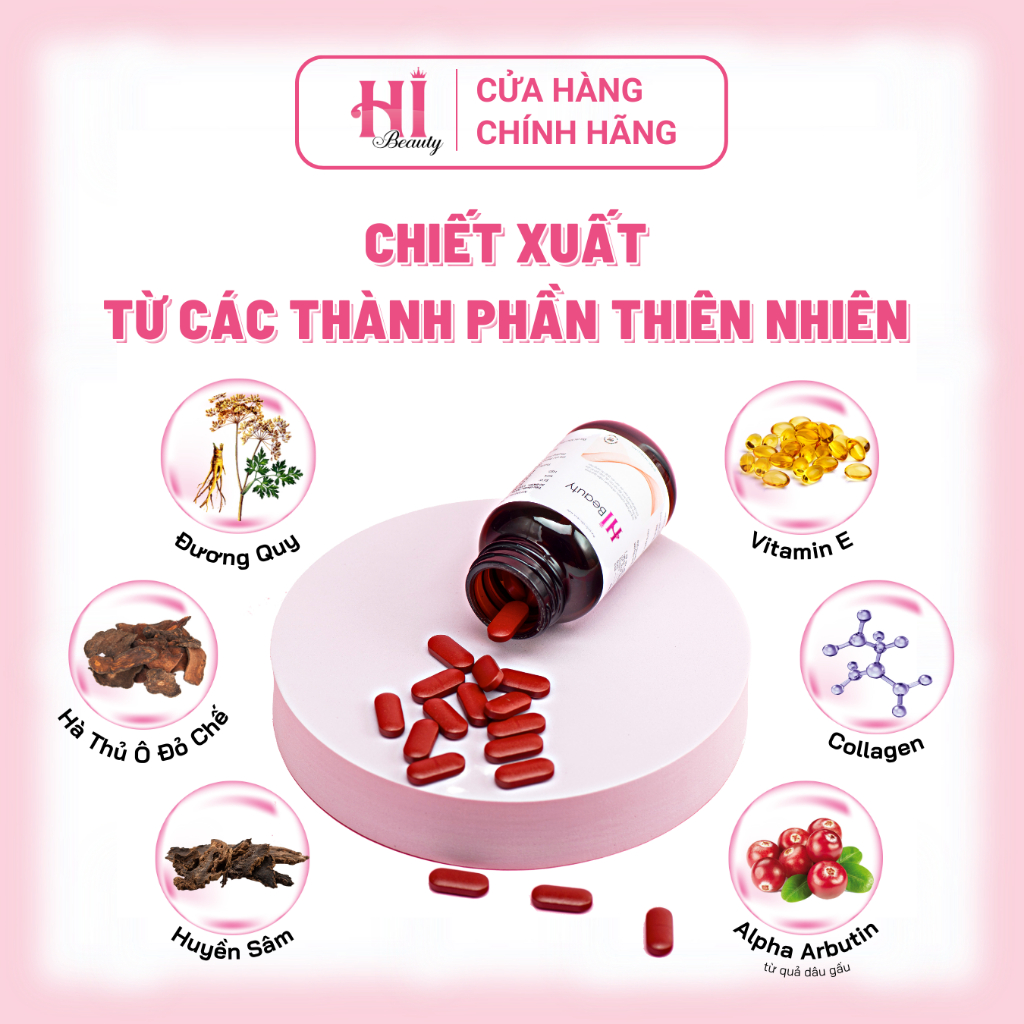 Combo HiBeauty Viên Uống Trắng Da 30 viên & Kem Bôi Mờ Nám Ngừa Lão Hóa, Giảm Nám Sạm Tàn Nhang