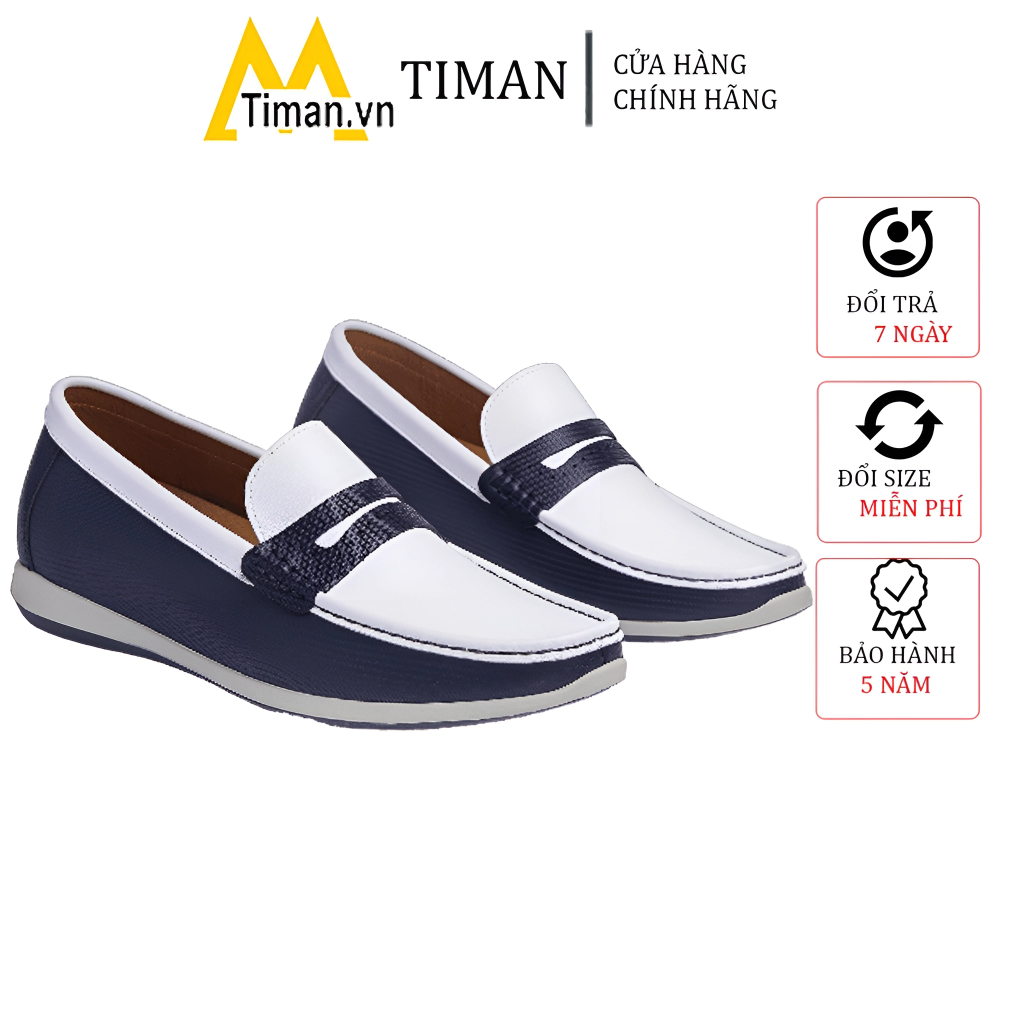 Giày nam lười chất liệu da bò độn đế 5 cm tây đẹp phong cách công sở thiết kế mọi cao cấp bảo hành 1 năm NC14 TIMAN