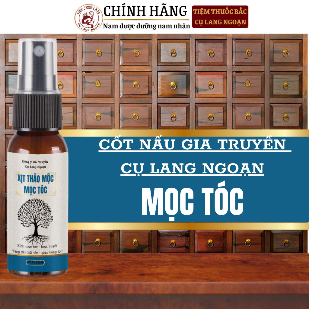 Xịt mọc tóc gia truyền Cụ Lang Ngoạn chống rụng tóc sau sinh, rụng tóc trung niên, tóc thưa, chân tóc yếu chai 50ml