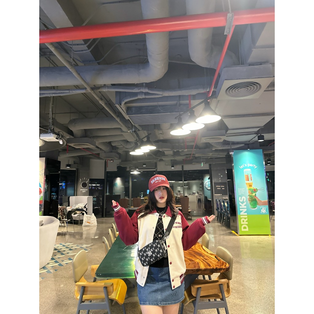 [100% AUTHENTIC - KÈM ẢNH THẬT] Áo Khoác Bomber MLB Jersey Collar Naglan Varsity Jacket NEW YORK YAN