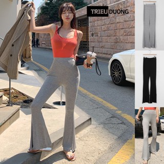 Quần Ống Loe nữ Dài 85cm, Quần thun ôm chất thun mỏng co giãn free size dưới 55kg cao dưới m60 - trieuduong08