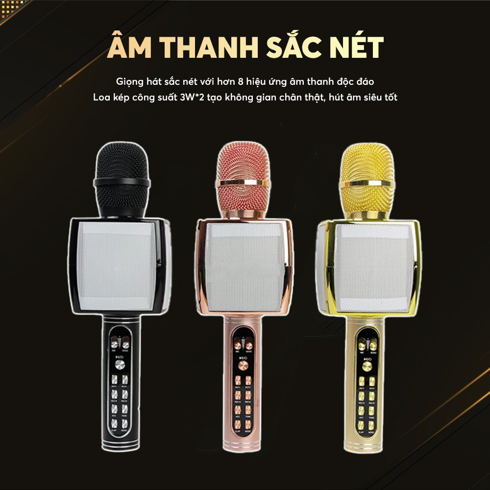 Micro bluetooth karaoke YS91 GrownTech không dây mic thu âm dòng 2023 thiết kế vỏ nhôm chống nước pin sử dụng 8 tiếng