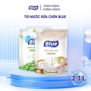 Combo 2 Túi Nước rửa chén Blue 2,1L - Hương Gạo, Hương Đậu Xanh - Chiết Xuất Thiên Nhiên Thân Thiện với Da tay