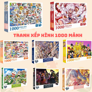 (Mẫu 2024) Tranh ghép xếp hình 1000 miếng - Ghép hình 1000 mảnh hoạt hình phong cảnh, Lắp ráp phát triển tư duy 75x50 cm