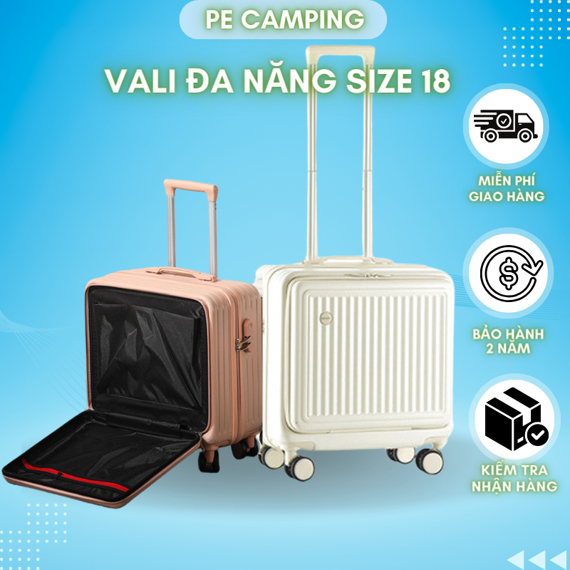 Vali xách tay 18inch PVL23-02 có ngăn đựng laptop, Vali du lịch khóa 3 số bảo mật Pecamping