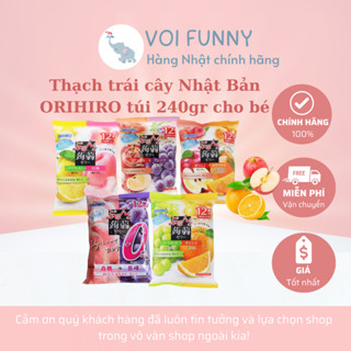 [CHÍNH HÃNG] - Thạch trái cây Nhật Bản ORIHIRO GÓI 240gr 20g x 12 cái cho bé từ 1 tuổi DATE 2025(túi to)