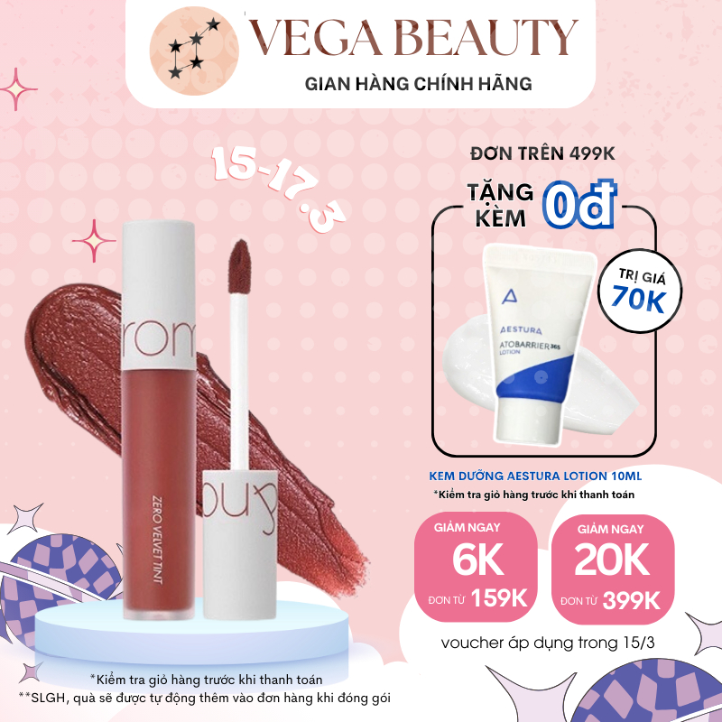 Son kem Romand Zero Velvet Tint 5.5g màu 05 Witty mịn lì, nhẹ môi