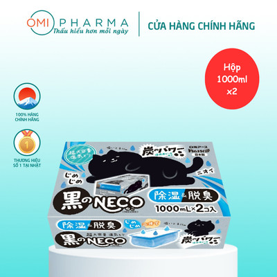 Hộp Hút Ẩm Ngăn Tủ Quần Áo, Phòng Khách, Phòng Ngủ Làm Thơm Nhà Neco Than Hoạt Tính Dung Tích Siêu Lớn (1000ml x2 hộp)