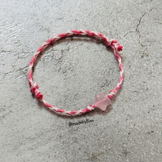 Vòng tay ROSE QUARTZ hình ngôi sao thắt dây hỗ trợ tình duyên, chữa lành cảm xúc