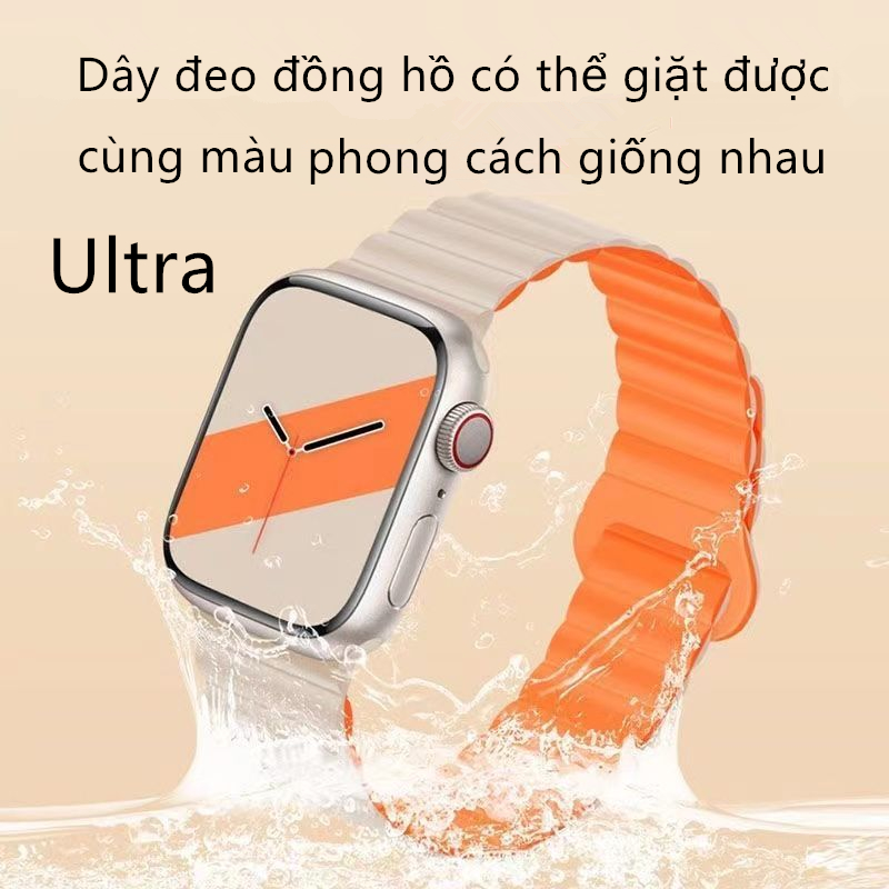 Dây Đeo Silicone Khóa Nam Châm Cho Đồng Hồ Thông Minh Apple Watch 9 8 ultra 49mm 45mm 44mm 41mm 40Mm
