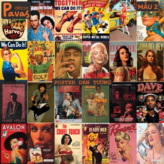 Decal Poster Retro 70-80s chống nước dán tường trang trí dán quán trà sữa, cà phê, quán ăn, tủ, decor phòng. PT13