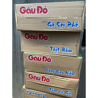 Thùng mì gấu đỏ 30 goi tôm chua cay, gà sợi phở, thịt bằm, tôm và gà, chay rau nấm