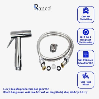 Bộ vòi xịt vệ sinh cầm tay RANCO, dây cấp nước dài 1.2m inox 304 lõi đồng, đầu và giá treo mạ crom  AO-231