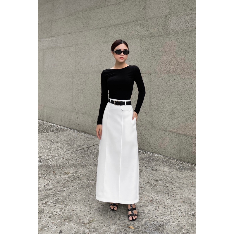 Chân váy thiết kế CHARMO form suôn vải cotton đanh Long Line Skirt