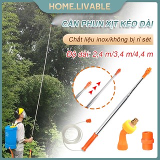 Inox Cần phun tưới dài 2.4m/3.4m/4.4m Cần phun xịt kéo dài Độ dài có thể điều chỉnh Có thể mua được vòi phun