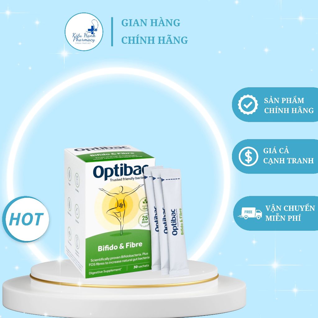 Men Vi Sinh Optibac Probiotics Bifido & Fibre Hộp 30 Gói Bổ Sung Chất Xơ