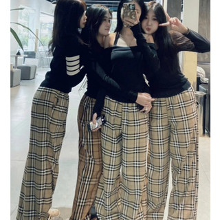  Quần Bu Bơ Kẻ Vàng Ống Rộng Dáng Dài Freesize hottrend phong cách girl phố QUANAOPHUKIEN 