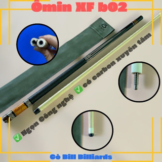 cơ bida lỗ omin XF B02 ngọn mộc công nghệ có carbon xuyên tâm dài 55cm ( tặng kèm 9 món phụ kiện + thay đầu sasaki free
