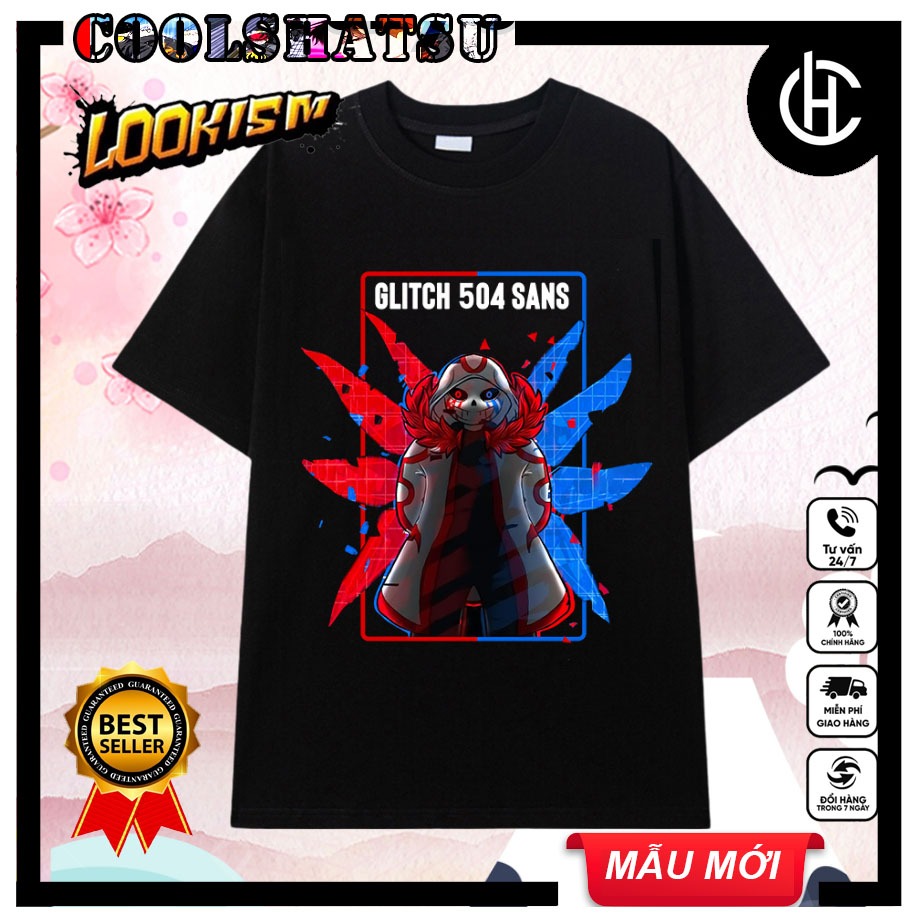 Áo Thun Bé Sans, Áo Glitch 504 Sans - Error Sans hình in cực ngầu, Chất liệu cotton co dãn 4 chiều