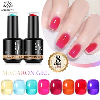 Born pretty set sơn gel thạch 8 màu đỏ xanh gel sơn móng tay làm nail 15ml bộ sơn gel thạch sơn nail